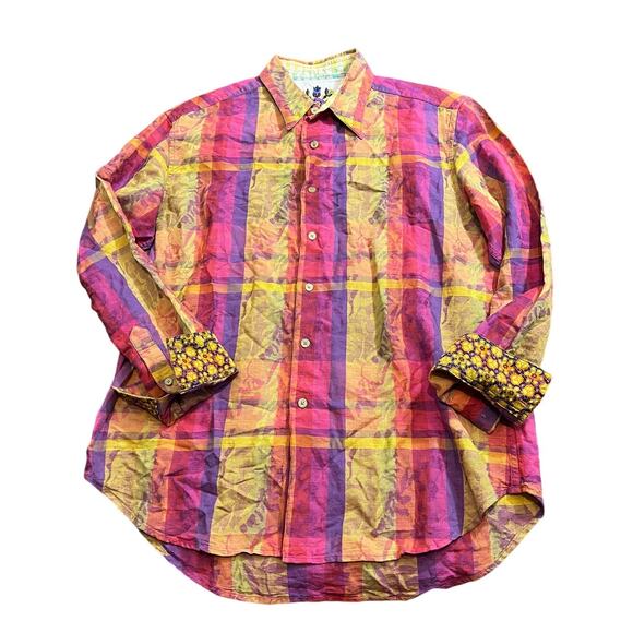RARE Robert Graham “Kaukura Luzon” Multicolor Button Down Shirt Linen‎ Blend L - Picture 1 of 11